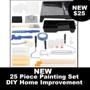 NEW 25 Piece Painting Tools Paint Roller DIY Home Improvement Supplies brushes s